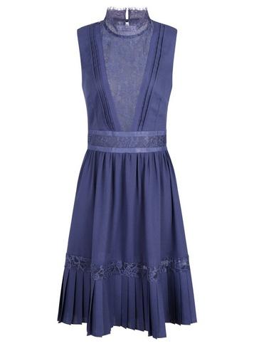 *little Mistress Lavender Gunmetal Lace Trim Midi Dress