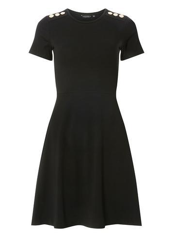 Dorothy Perkins Black Popper Skater Dress