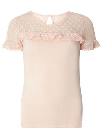 Dorothy Perkins Petite Blush Spot Mesh Top