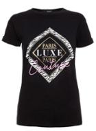 *quiz Black Paris Luxe Slogan T-shirt