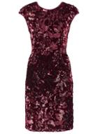 *little Mistress Red Velvet Flower Midi Dress