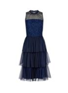 *luxe Navy Tiered Tulle Midi Dress