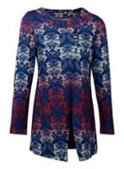 *izabel London Navy Damask Print Split Front Top