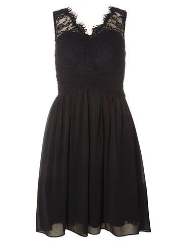 Dorothy Perkins *showcase Black Josie Lace Prom Dress