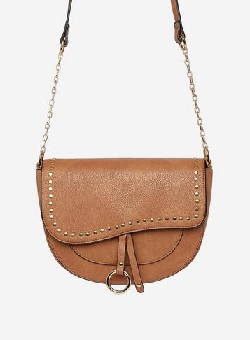 Dorothy Perkins Tan Stud Detail Saddle Bag