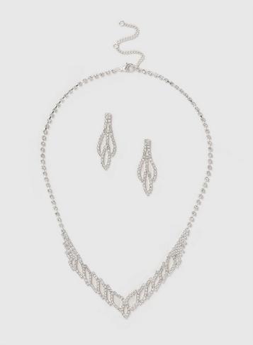 Dorothy Perkins Diamante Necklace And Earrings