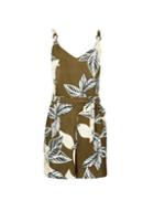 Dorothy Perkins Khaki D-ring Leaf Print Playsuit