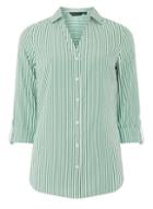 Dorothy Perkins Green Striped Cotton Shirt