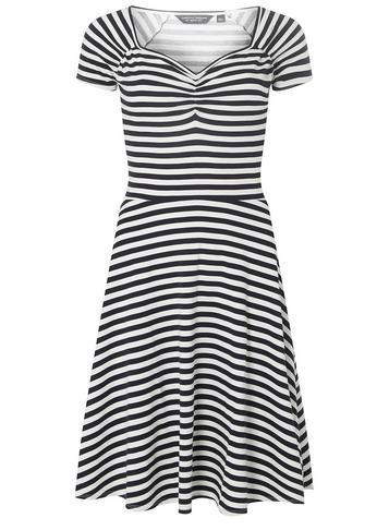 Dorothy Perkins *tall Navy Striped Sweetheart Neck Skater Dress