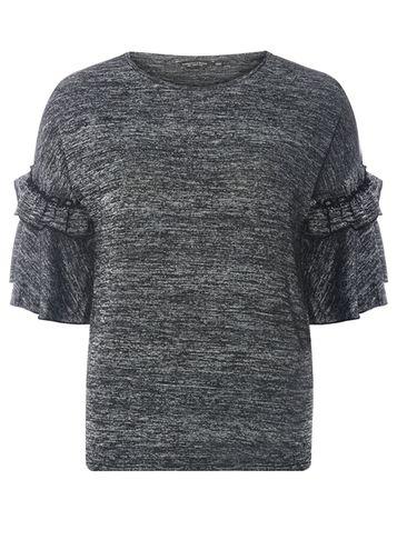 Dorothy Perkins Charcoal Ruffle Sleeve Top