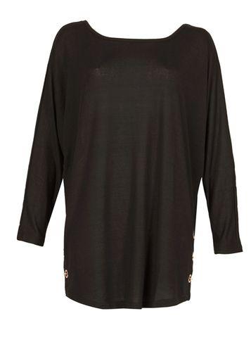 Dorothy Perkins *blue Vanilla Black Eyelet Side Hem Top