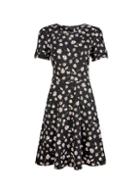 Dorothy Perkins Black Daisy Print Button T-shirt Dress