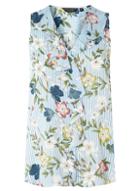 Dorothy Perkins Blue Striped And Floral Sleeveless Top