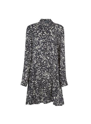 Dorothy Perkins *tall Black Abstract Print Button Shirt Dress