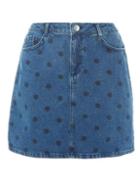 Dorothy Perkins Mid Wash Spotted Denim Skirt