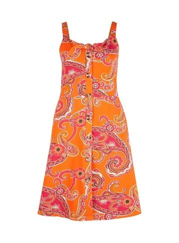 Dorothy Perkins Orange Paisley Print Fit And Flare Dress