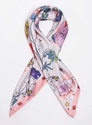 Dorothy Perkins Cream Butterfly Satin Square Scarf