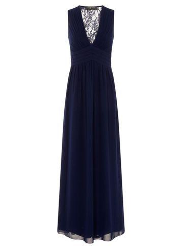 Dorothy Perkins *little Mistress Navy Lace Back Maxi Dress