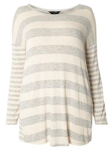 Dorothy Perkins Dp Curve Grey Stripe Cutabout Top