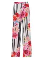 Dorothy Perkins *quiz Cream Floral And Stripe Print Palazzo Trousers