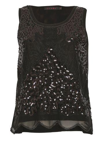 Dorothy Perkins *tenki Black Sequin Party Top