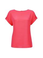 Dorothy Perkins Hot Pink Button T-shirt