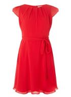Dorothy Perkins *billie & Blossom Red Pleat Neck Chiffon Skater Dress