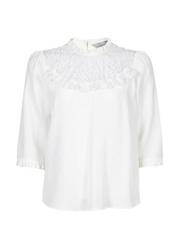 Dorothy Perkins Petite Ivory Lace Neck Top