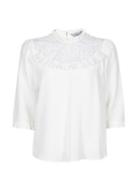 Dorothy Perkins Petite Ivory Lace Neck Top