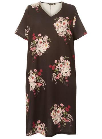 Dorothy Perkins *dp Curve Black Floral V-neck Shift Dress