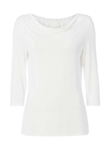 Dorothy Perkins *roman Originals Ivory Lace Back Cowl Neck Top
