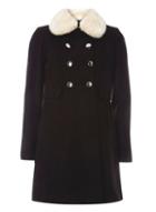 Dorothy Perkins Black Coat With Faux Fur Collar