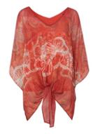 Dorothy Perkins *roman Originals Orange Butterfly Print Tie Front Top