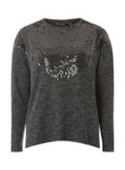 Dorothy Perkins Grey Sequin Embellished Yoke Batwing Top