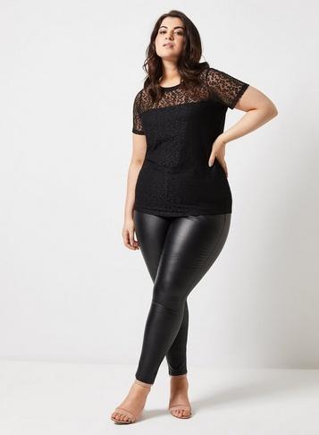 Dorothy Perkins Dp Curve Black Leopard Lace T-shirt