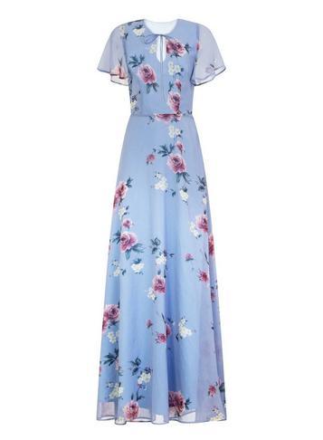 Dorothy Perkins *chi Chi London Blue Floral Print Maxi Dress