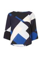 Dorothy Perkins Petite Nude And Cobalt Geometric Print Top