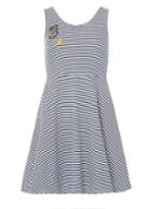 Dorothy Perkins Navy Striped Embroidered Skater Dress