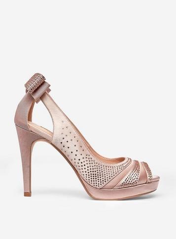 *showcase Nude 'gina' Peep Toe Platform Shoes