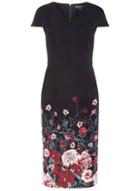 Dorothy Perkins *tall Black Floral Print Pencil Dress