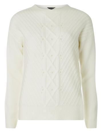 Dorothy Perkins Cream Cable Embellished Jumper