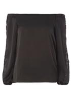 Dorothy Perkins Black Satin Lace Bardot Top