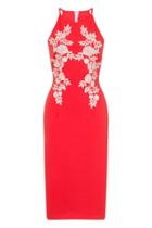 Dorothy Perkins *girls On Film Coral Crochet Bodycon Dress