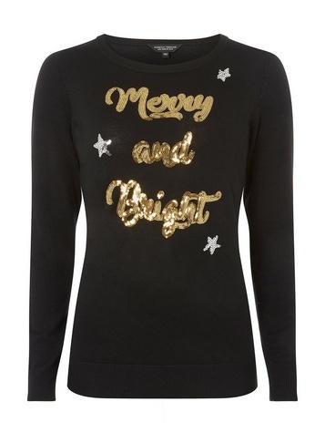 Dorothy Perkins Trees For Cities Black Merry And Bright Jumper