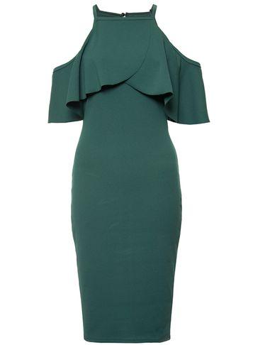 Dorothy Perkins *quiz Green Crepe Midi Bodycon Dress