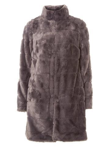 Dorothy Perkins Slate Grey Carved Faux Fur Coat