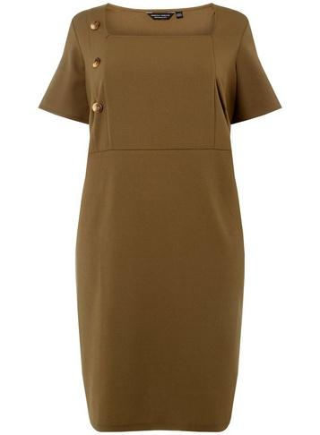 Dorothy Perkins *dp Curve Khaki Button Side Shift Dress