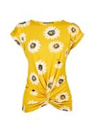 Dorothy Perkins Yellow Twist Front Daisy Print T-shirt