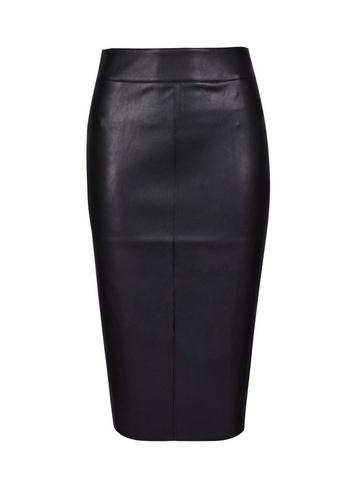 Dorothy Perkins Petite Black Pu Midi Skirt