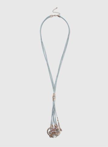 Dorothy Perkins Disc And Leaf Lariat Necklace